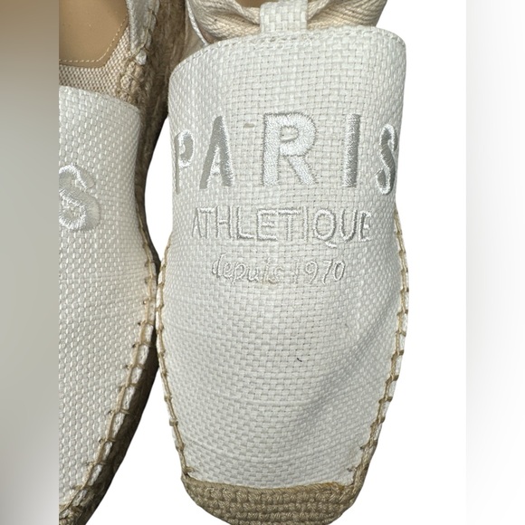 NEW H&M White Canvas Espadrilles w\embroidered Paris Athletique depuis 1970 - Picture 2 of 10